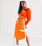 Db Berdan Nylon Midi Skirt With Zip In Neon Two-piece - Multi