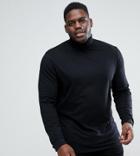 Asos Plus Roll Neck T-shirt In Black - Black