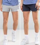 Asos Jersey Runner Short 2 Pack Navy/gray Marl Save - Multi