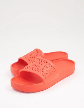 Hunter Originals Large Logo Slides In Red