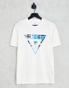 Guess T-shirt In White With Chest Triangle Logo