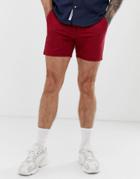 Asos Design Skinny Shorter Chino Shorts In Wine Red - Red