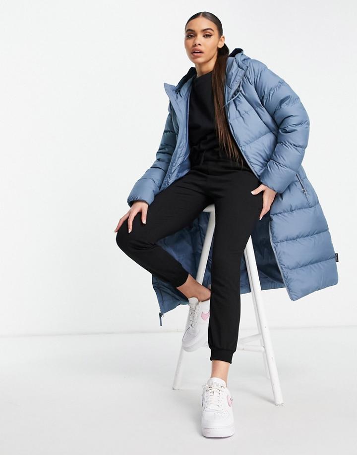 Jack Wolfskin Crystal Palace Long Hooded Coat In Navy-blue