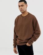 Asos Design Oversized Sweatshirt In Brown - Brown