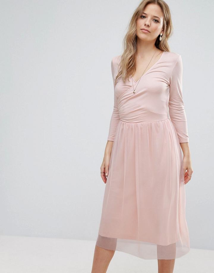 Vero Moda Wrap Tulle Skirt Dress - Orange