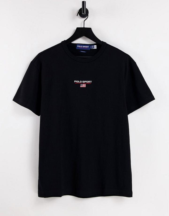 Polo Ralph Lauren Sport Capsule Central Logo T-shirt In Black
