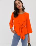 Vila Knot Waist Blouse - Red