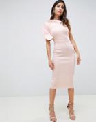 Asos Design Circle One Shoulder Midi Bodycon Dress-white