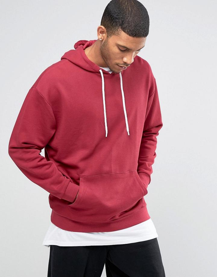 Asos Oversized Hoodie In Raspberry - Red