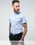 Noose & Monkey Skinny Short Sleeve Oxford Shirt - Blue