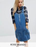 Noisy May Petite Denim Overall Dress With D-ring Detail - Blue