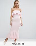 Asos Petite Bandeau Pephem Ruffle Top Midi Dress - Pink