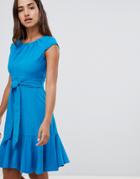 Closet London Cap Sleeve Fit And Flare Dress-blue