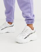 Public Desire Hummer Chunky Sneakers In White And Snake