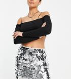 Collective The Label Petite Disc Sequin Mini Skirt In Silver