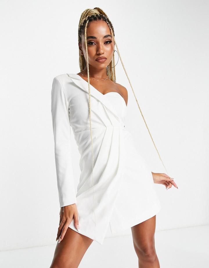 Unique21 One Sleeve Blazer Dress In White