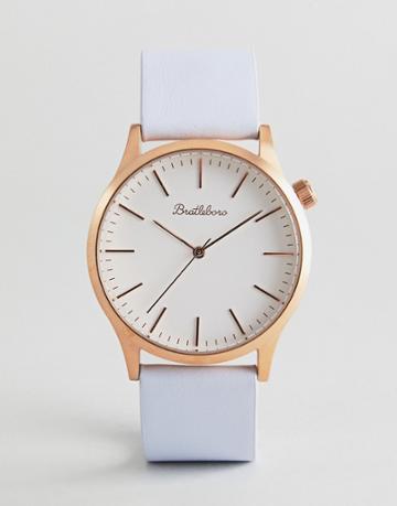 Bratleboro Tayrona Rose Gold Lilac Leather Watch In Lilac 38mm - Purple