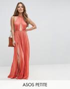 Asos Petite Slinky Maxi Beach Dress With Braid Strap - Brown