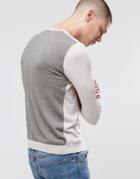 Asos Cotton Sweater With Contrast Back - Light Oatmeal