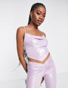 Miss Selfridge Hanky Hem Cowl Neck Top In Lilac - Part Of A Set-purple
