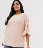 Simply Be Blouse With Angel Sleeve In Blush-pink