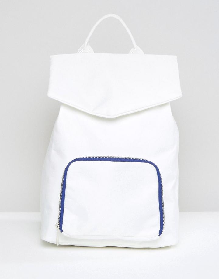 Asos Lifestyle Backpack With Contrast Zip Tape - White