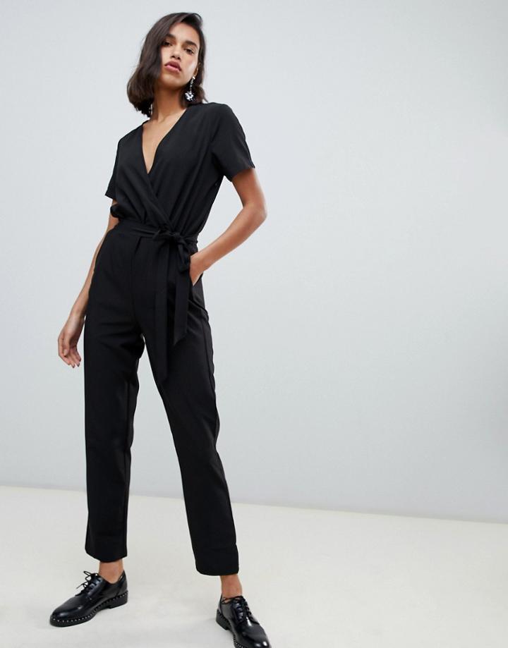 Vero Moda Wrap Front Jumpsuit-black