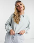 Topshop Coordinating Cropped Rugby Top In Sage Green