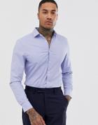 Asos Design Slim Fit Textured Smart Shirt In Gray - Gray