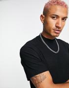 Asos Design T-shirt With High Neck In Black Plisse