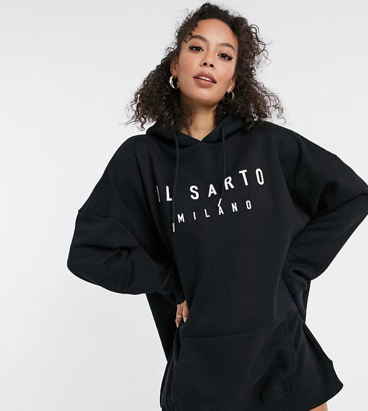 Il Sarto Tall Oversized Hoodie Dress In Black