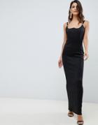 Asos Design Ring Trim Maxi Dress-black