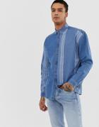 Asos Design Oversized Vintage Style Stripe Denim Shirt-blue