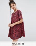 Asos Petite Ultimate Smock Dress In Leopard Print - Multi