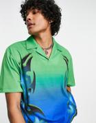 Asos Design Relaxed Polo T-shirt In Tattoo Print-multi