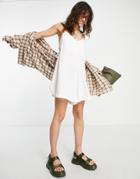 Topshop Linen Tie Back Romper In White