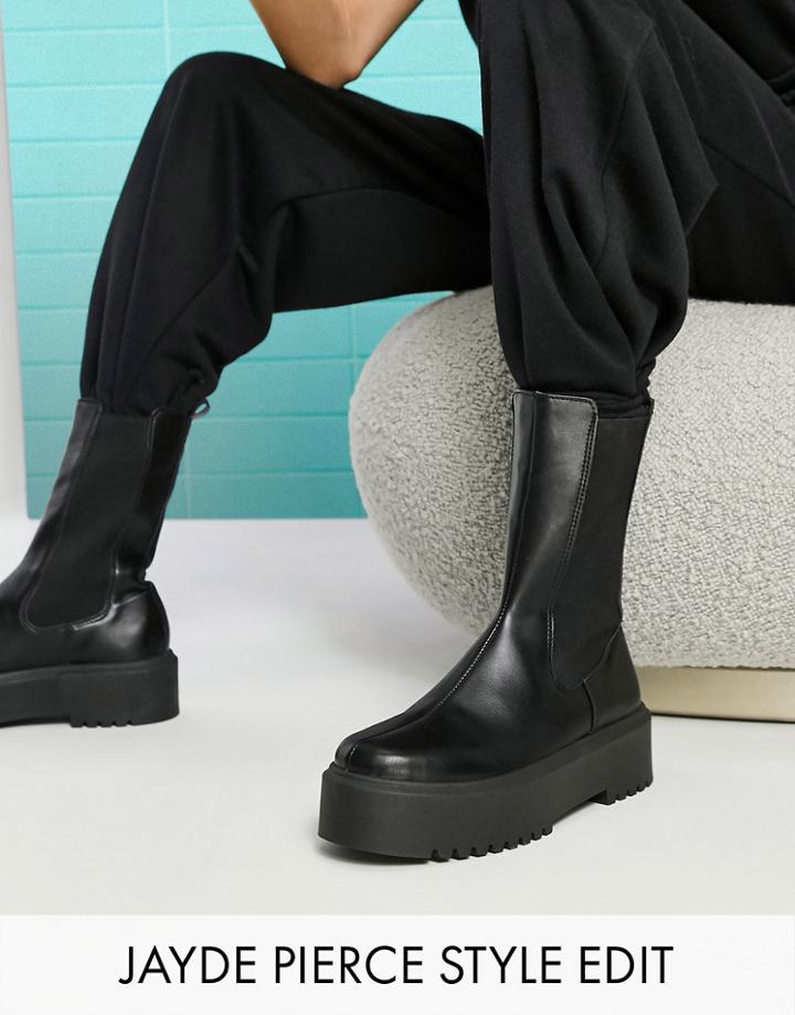 Asos Design Alana Chunky Chelsea Boots In Black