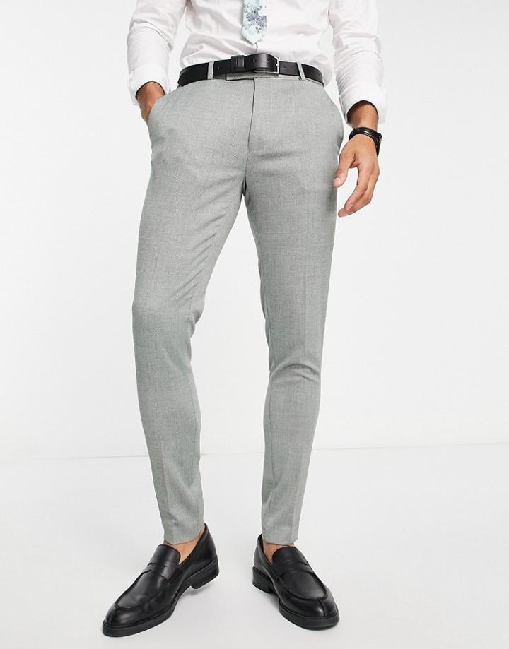 Asos Design Wedding Turn Up Super Skinny Smart Pants In Pastel Green