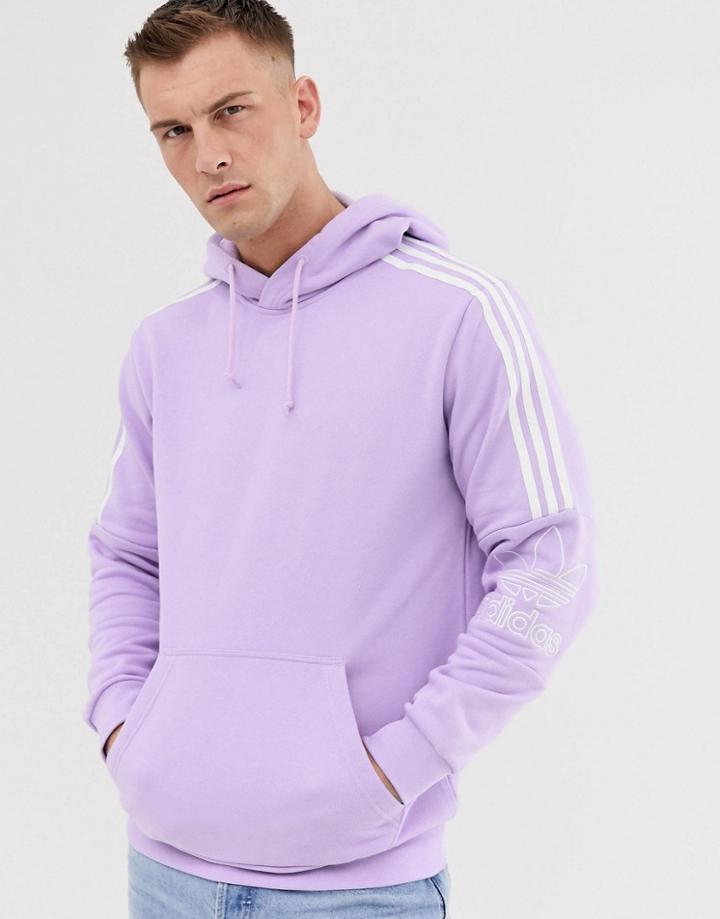 Adidas Originals Hoodie With Stripes In Purple - Purple