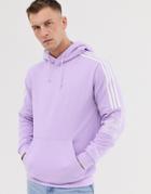 Adidas Originals Hoodie With Stripes In Purple - Purple