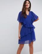 Asos V Neck Ruffle Dress - Black