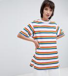 Monki Rainbow Stripe Oversized Tee - Multi