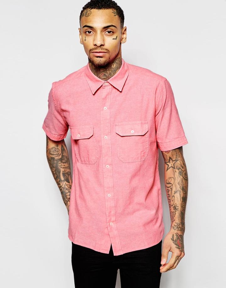 American Apparel Short Sleeve Chambray Shirt - Pink