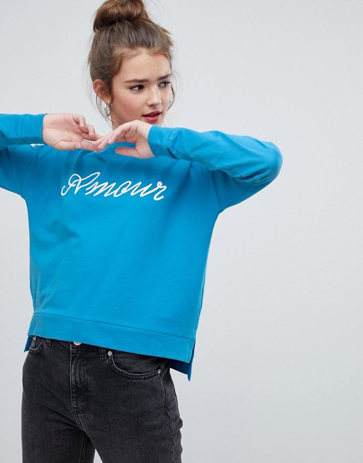 Only Slogan Sweatshirt - Blue