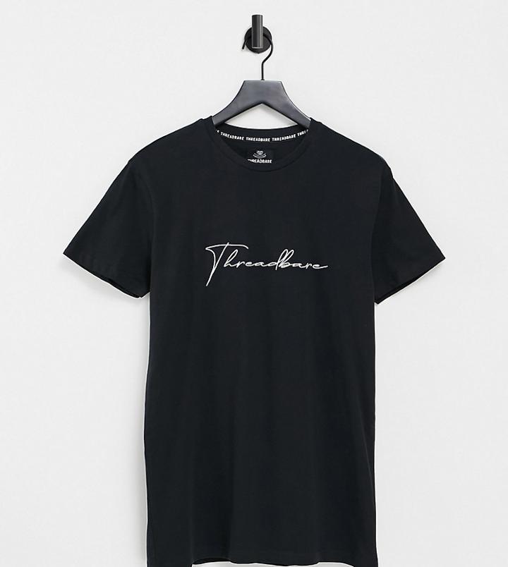 Threadbare Tall Large Script T-shirt In Black