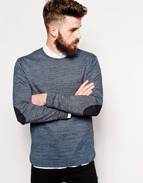 Asos Sweater With Patch In Cotton - Denim Twist