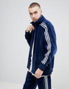 Adidas Originals Adicolor Velour Track Jacket In Oversized Fit In Navy Cw4915 - Navy