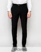 Number Eight Savile Row Exclusive Wool Mix Pants With Stretch In Skinny Fit - Black