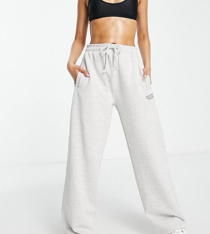 Topshop Petite Straight Leg Sweatpants In Gray
