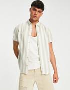Jack & Jones Originals Oxford Stripe Shirt In Green